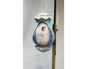 Vintage Bradford Exchange Baby Guardian Angel Christmas Ornament Hanging Set 2