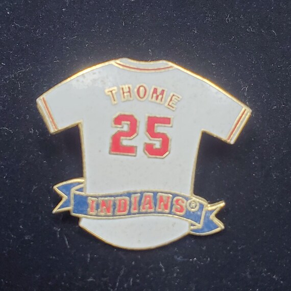 Vintage Cleveland Indians Lapel Pin Jim Thome #25 Home White Jersey MLB 1996 View 2