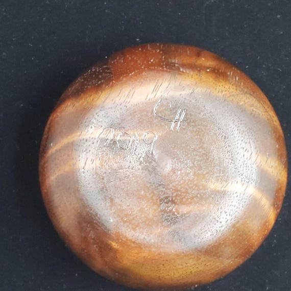 Vintage Wooden Trinket Jewelry Box Round with Inl… - image 10