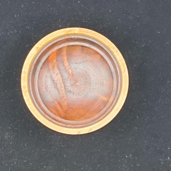 Vintage Wooden Trinket Jewelry Box Round with Inl… - image 7