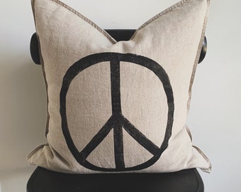 Multicolor InGENIUS Peace Signs Boho Crescent Moon Peace Sign Hippie Dragonflies Throw Pillow 16x16 
