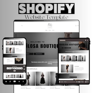 Modelo de tema Shopify para site de luxo Shopify, download digital, tema Shopify Boutique, banners editáveis do Canva
