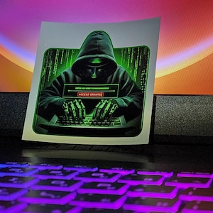 Cyber Hacker Access Sticker - Green Matrix-Inspired Vinyl Decal