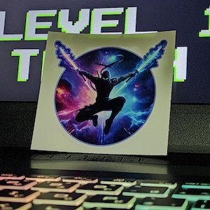Cosmic Ninja Sticker - Futuristic Samurai Vinal Decal