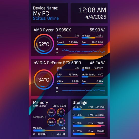 AIDA64 Sensor Panel Skin Template 600x1024 (portrait): Abstract