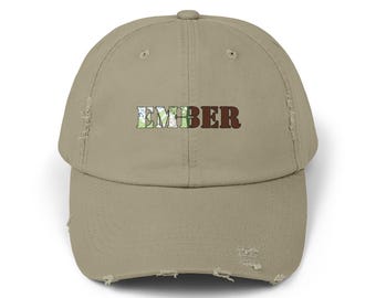 Ember Wordmark Unisex Distressed Cap