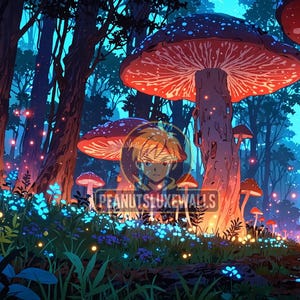 8K Mystical Forest Wallpaper Bundle | Amano-Inspired Anime Art | Bioluminescent Nature Aesthetic | PNG Set of 5
