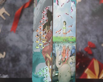 Anime Movie Chihiro Haku Wooden Light Box LED Lamp  Anime Night Light Chihiro and Haku Lamp Decor Otaku Gift Xmas Ghibli Decor Gifts