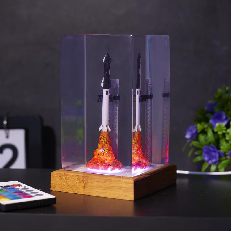Spacex Rocket Resin Lamp Starship Falcon Heavy Launch Night Light Space ...