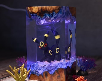 Umbreon Resin Lamp Handmade Umbreon Resin Night Light LED Dark-Type Umbreon Decor Unique Anime Gift for Collectors, Gamers, Kids, Xmas Decor