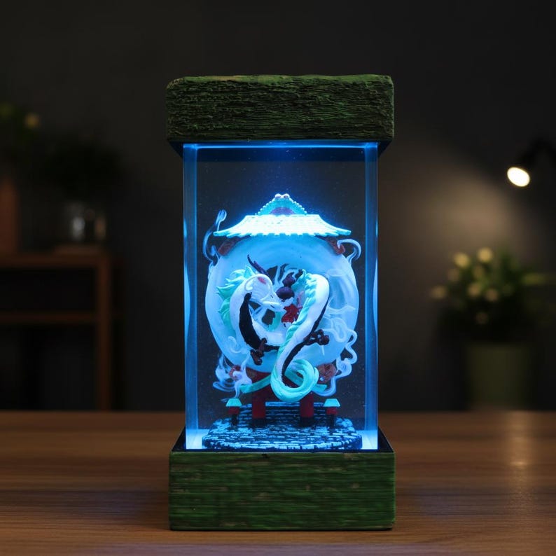 Chihiro en Haku harslamp – Spirited Away geïnspireerd Ghibli hars nachtlampje Studio Ghibli Anime cadeau - Anime harslamp, Anime lamp afbeelding 4