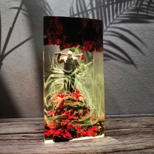 Horror Killer Resin Lamp Handmade LED Night Light for Halloween Decor Slasher Scene Art Lamp Spooky Gift for Horror Fans Resin Night Light