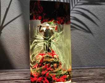 Horror Killer Harz Lampe Handgefertigtes LED Nachtlicht für Halloween Dekor Slasher Szene Kunst Lampe Gruseliges Geschenk für Horror Fans Harz Nachtlicht