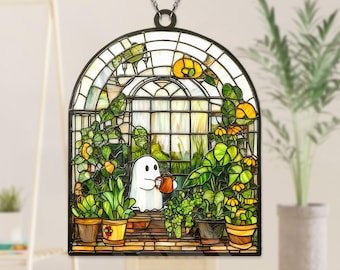 ACRYLIC Cute Ghost Plant Window hanging Ghost and Monstera Acrylic Ornament Ghost Plant Hangings Plant Lovers Gift Gift For Mom NOT GLASS
