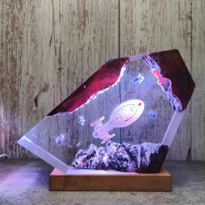 Star Galaxy Resin Lamp Handmade Starship LED Night Light, Sci-Fi Space Decor, Gift for Trekkies & Collectors, Halloween Christmas Gift Gamer