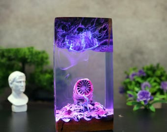 Unique Sci-Fi Resin Lamp Gift Desert Sandworm LED Night Light Handmade Fantasy Decor Cool Gift for Him Resin Art Lamp Du-ne Sandworm Lamp