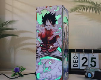 Anime Zahnrad Krieger LED Holzkistenlampe Epic Manga Glow Light, handgefertigtes Otaku-Raumdekor, einzigartiges Geschenk für Anime-Fans, Xmas Anime Lamp Decor