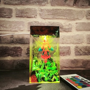 Handmade 3D Superhero LED Resin Lamp – Color Changing Remote Control Night Light, Unique Desk Bedroom Gift, Halloween Resin Night Light