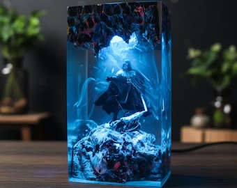 Darth-Inspired Resin Lamp Galactic Sith LED Night Light Star Galaxy Decor for Him Sci-Fi Room Accent Super Hero Resin lamp