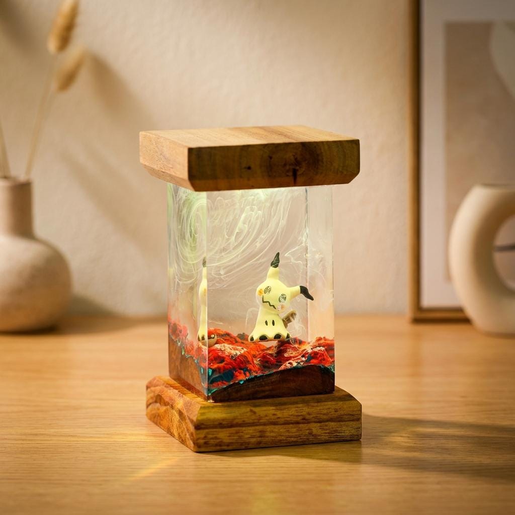 Mimikyu Resin Lamp, Handmade Mimikyu  Epoxy LED Night Light, Ghost Mimikyu Decor, Mimikyu Anime Desk Lamp, Gamer Gift, Collector Display