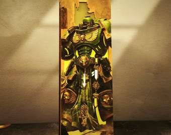 Lámpara LED de madera con forma de caja para videojuegos, luz nocturna de madera para gamers, decoración para habitación de gamers, luz de ciencia ficción hecha a mano, regalo geek para él, regalos de Halloween y Navidad.