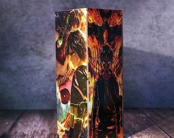 Caja de luz LED de madera de Attack on Titan, lámpara de noche de anime Levi Ackerman Mikasa Eren, lámpara decorativa, decoración de habitación de manga, regalo para luz de noche Otaku