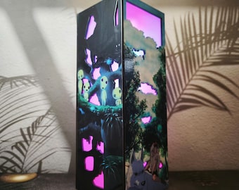San, Ashitaka, Kodama Wooden Light Box, Anime Princess Lamp, Anime - Mononok-e Light Box, ANime Gifts, Night Light Decor