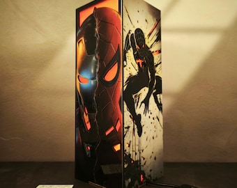 Wooden Superhero Light Box Lamp Comic Style Night Light Geeky Room Decor Gift for Fans,Wood Lamp Box, Wooden Night Light, Led Rgb Decor Home