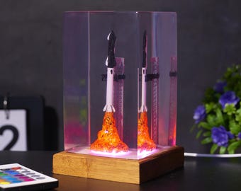 SpaceX Rocket Resin Lamp Starship Falcon Heavy Launch Night Light Space Lover Gift Unique Engineer Desk Decor Science  Space Enthusiasts
