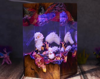 Handmade Arcanine Resin Lamp Arcanine Fire-Type LED Night Light  Arcanine Resin Lamp Gamer Room Decor Anime Gift for Him Halloween Xmas Gift