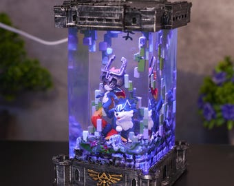 Twilight Princess Resin Lamp Midna & Wolf Link Resin Night Light Zelda-Inspired LED Night Lamp Geeky Gamer Decor Handmade Fantasy Gift