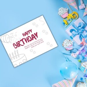 Happy Birthday Card Digital Download Birthday Card Printable Birthday Cake Card Print at Home Birthday Card Bear Birthday Card for Her