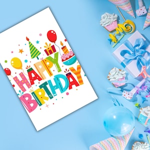 Cartão de Feliz Aniversário Digital Download Cartão de Aniversário para Imprimir Cartão de Bolo de Aniversário Imprimir em Casa Cartão de Aniversário Urso Cartão de Aniversário para Ela