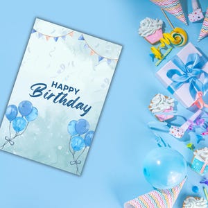 Happy Birthday Card Digital Download Birthday Card Printable Birthday Cake Card Print at Home Birthday Card Bear Birthday Card for Her