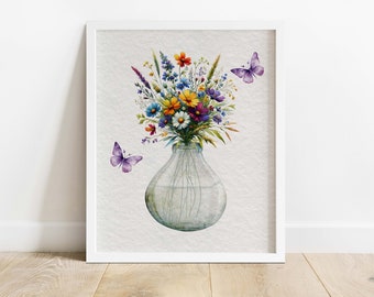 VASE OF FLOWERS Printable Wall Art | Instant Download | Seasonal Printable | Spring Wall Art | Spring Home Decor