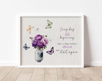 A NEW BEGINNING Printable Wall Art | Instant Download | Seasonal Printable | Spring Wall Art | Spring Home Décor | Typography