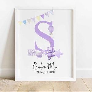 Girl Name/Initial Custom Nursery Décor | Baby Name Print | Nursery Wall Art | Modern Wall Art | Printable Wall Art | Digital Download