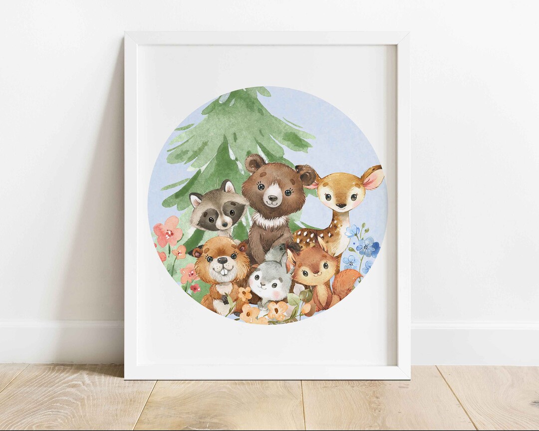 Woodland Friends Nursery Wall Art Modern Wall Art Printable Wall Art