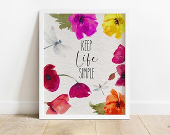 KEEP LIFE SIMPLE Printable Wall Art | Instant Download | Seasonal Printable | Spring Wall Art | Spring Home Décor | Typography