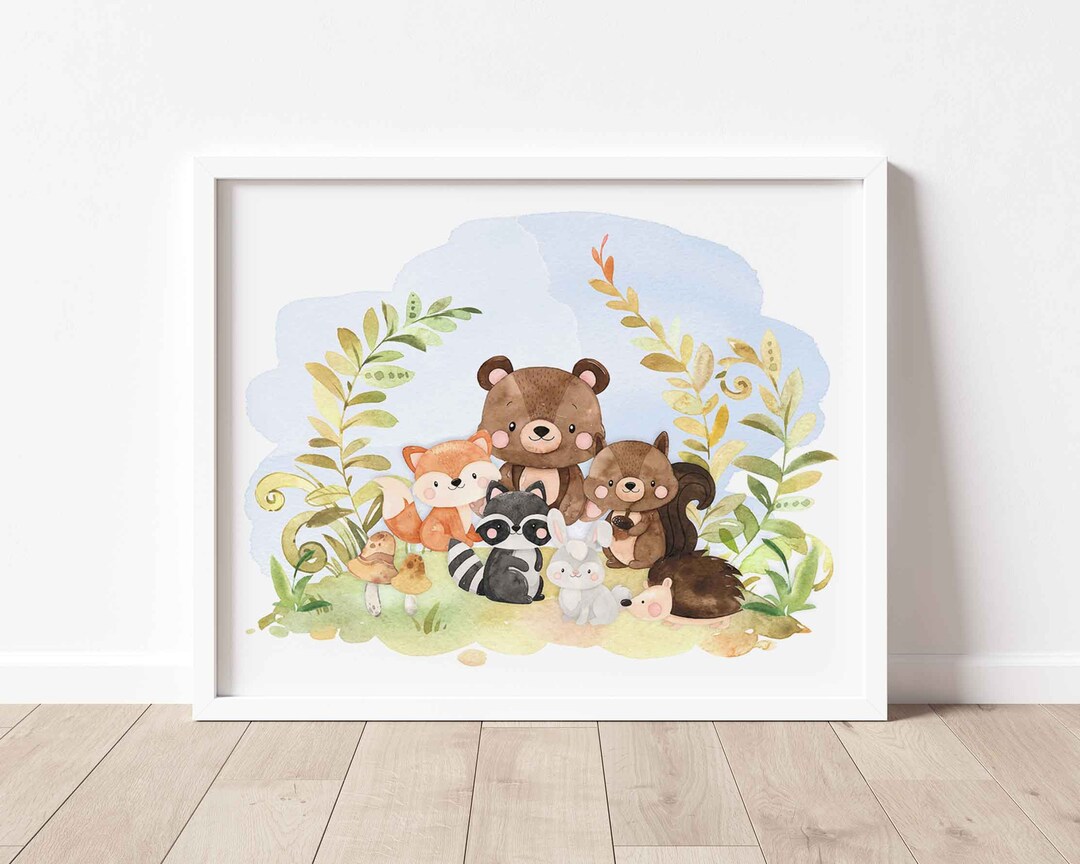 Woodland Friends Nursery Wall Art Modern Wall Art Printable Wall Art