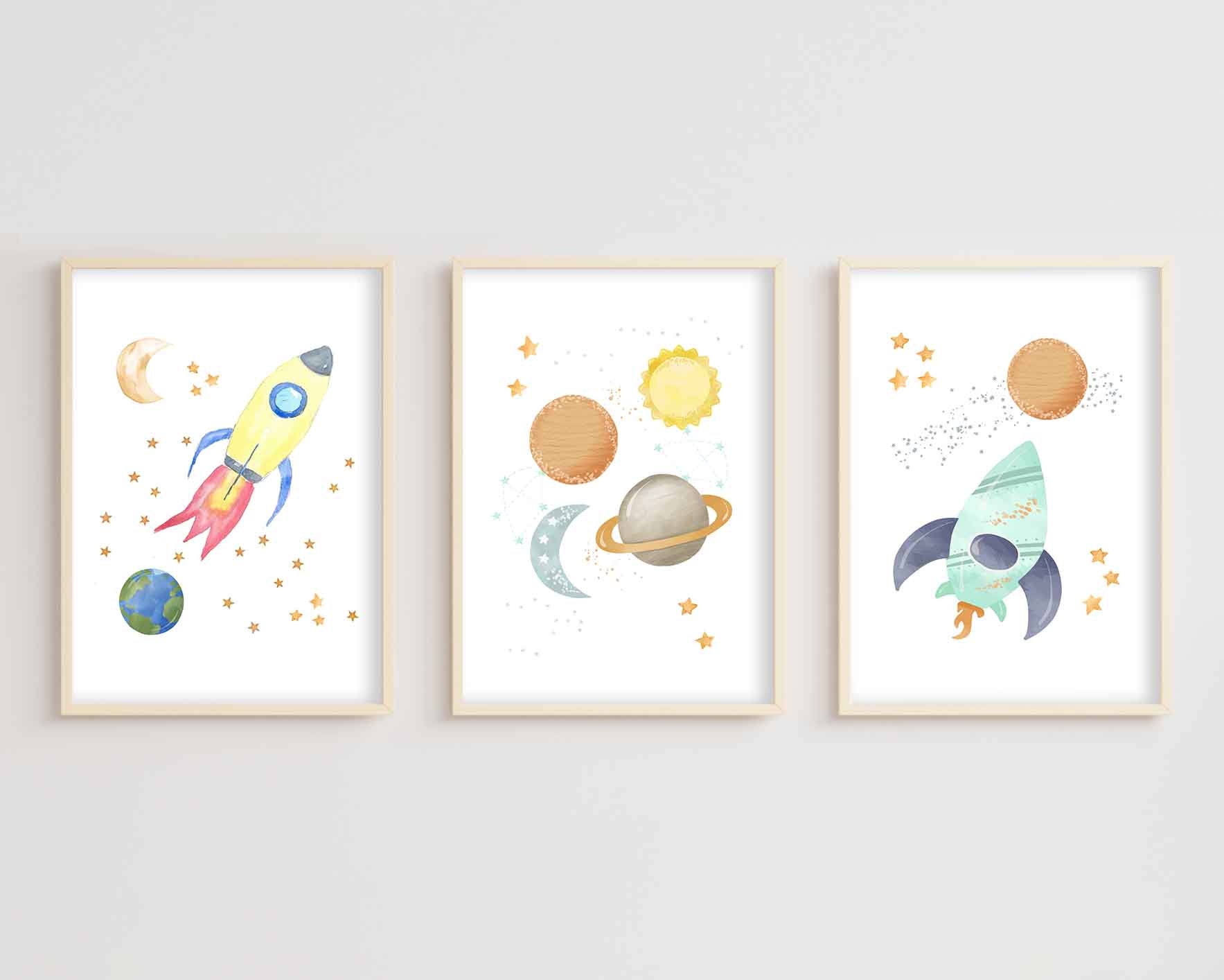 Outer Space Nursery Wall Art | Modern Wall Art | Printable Wall Art | Nurse-ry Wall Décor | Digital Download