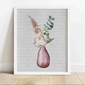 PEONIES ON CANVAS Printable Wall Art | Farmhouse Wall Art | Country/Rustic Wall Art | Watercolor Illustration | Digital Download