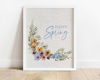 HAPPY SPRING Printable Wall Art | Instant Download | Seasonal Printable | Spring Wall Art | Spring Home Decor