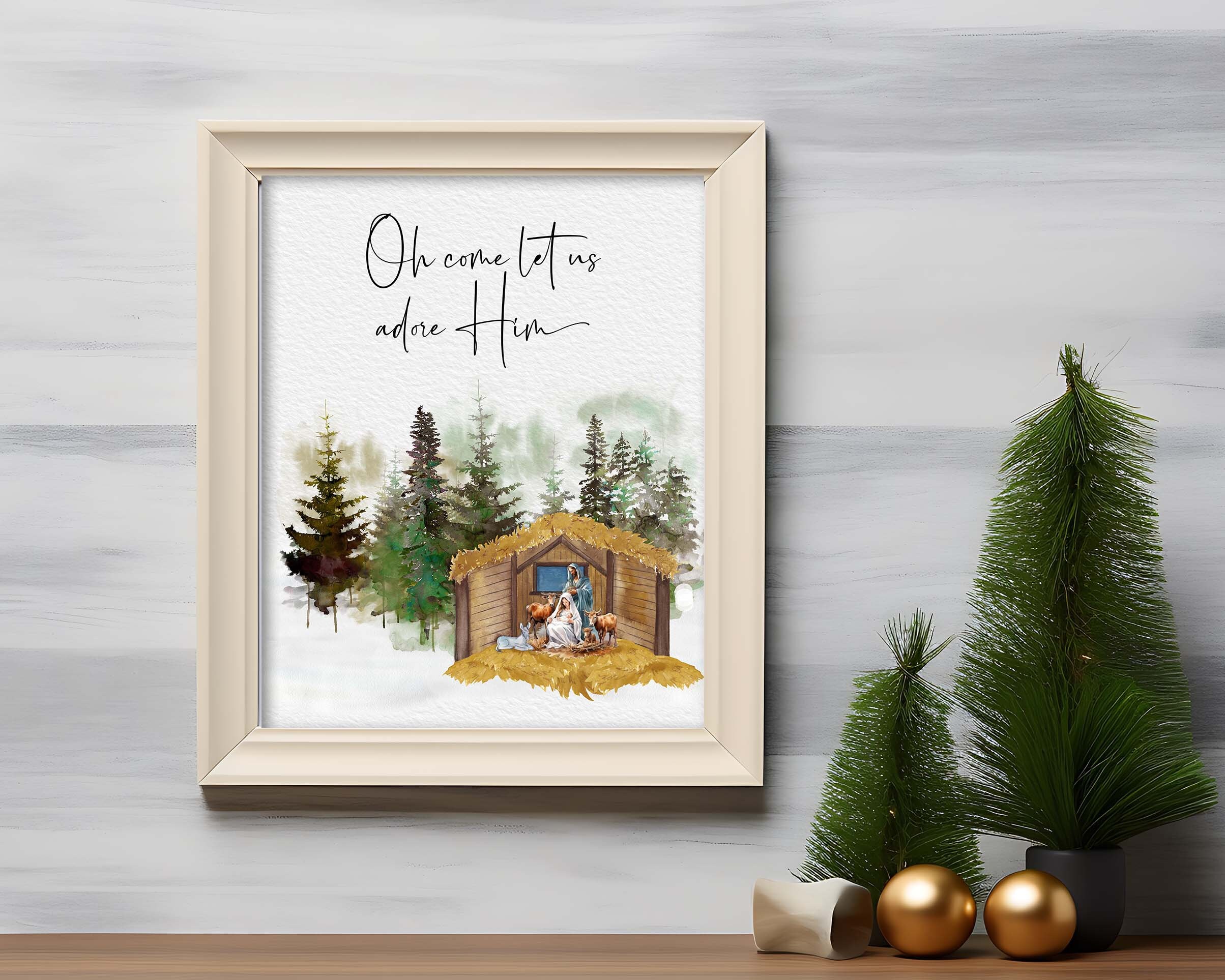 OH COME LET Us Adore Him Printable Wall Art Instant Download Seasonal ...