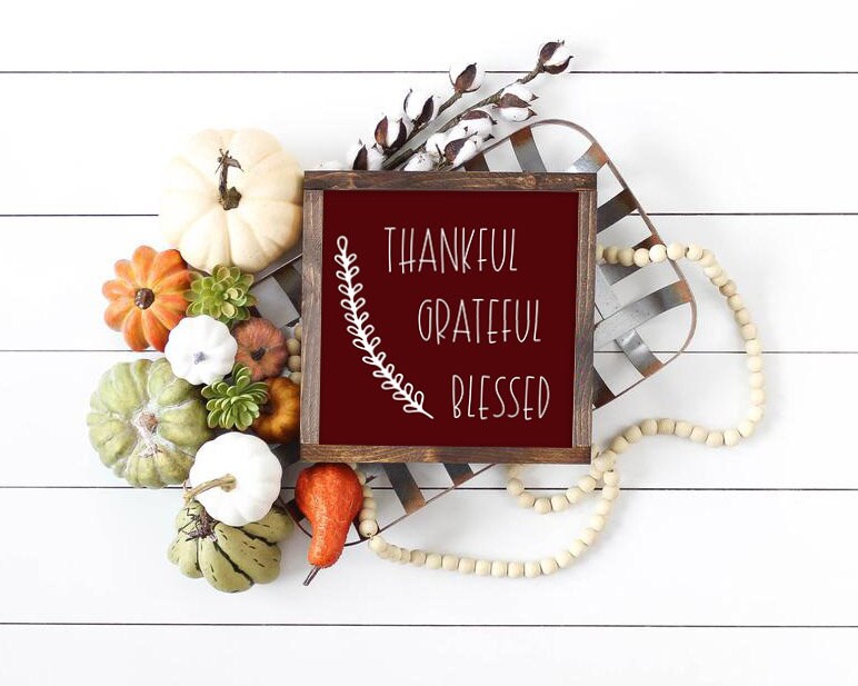 Thankful Grateful Blessed Printable Wall Art Instant Download Seasonal ...