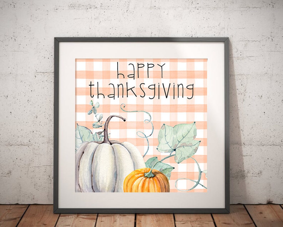 Happy Thanksgiving Printable Wall Art Instant Download Seasonal ...