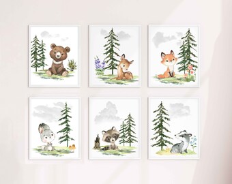 Woodland Creatures Nursery Wall Art | Modern Wall Art | Printable Wall Art | Nursery Wall Décor | Digital Download