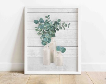 EUCALYPTUS IN CERAMIC Vases Printable Wall Art | Farmhouse Wall Art | Country/Rustic Wall Art | Watercolor Illustration | Digital Download