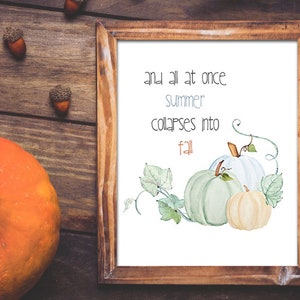 Summer Collapses Into Fall Printable Wall Art Instant Download Seasonal Summer Collapses Into Fall Printable Wall Art Instant Download Seasonal