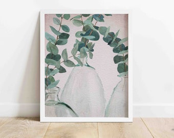 EUCALYPTUS IN BOTTLES Printable Wall Art | Farmhouse Wall Art | Country/Rustic Wall Art | Watercolor Illustration | Digital Download